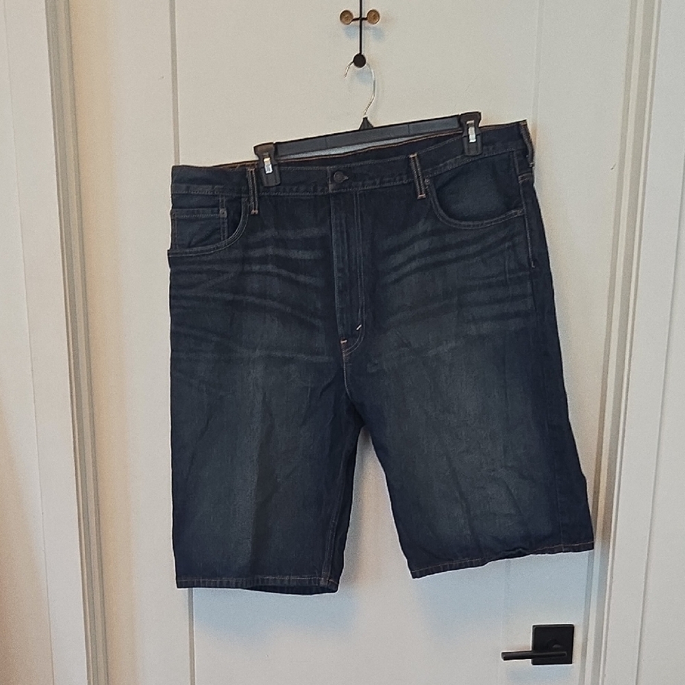 Levi's Blue Jean Shorts with Frayed Hem and Distressed Look